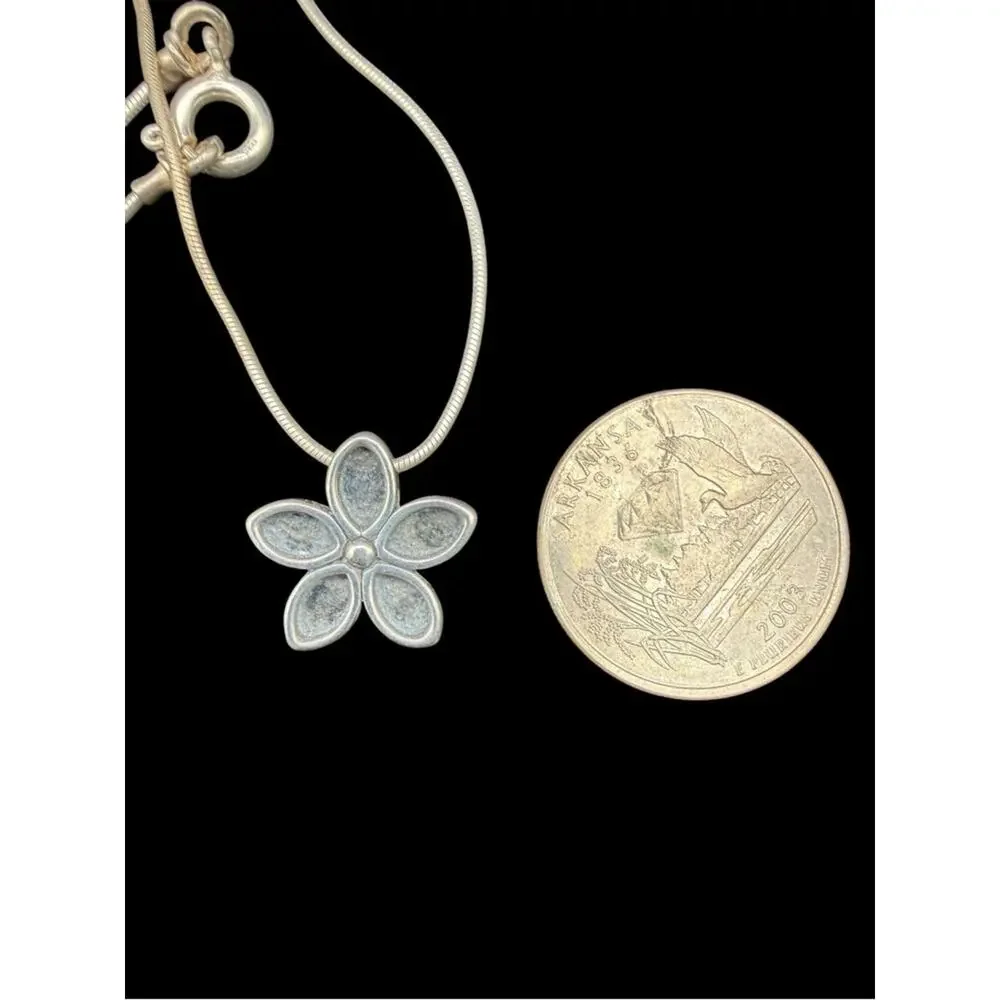 SILPADA Artist Marked Minimalist Silver Flower Pendant Necklace